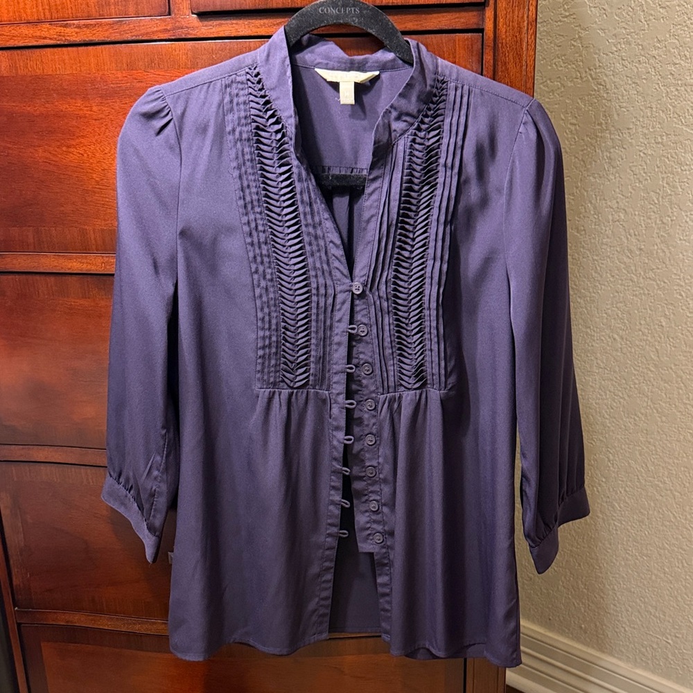 Banana Republic Purple Blouse with Pleated Front